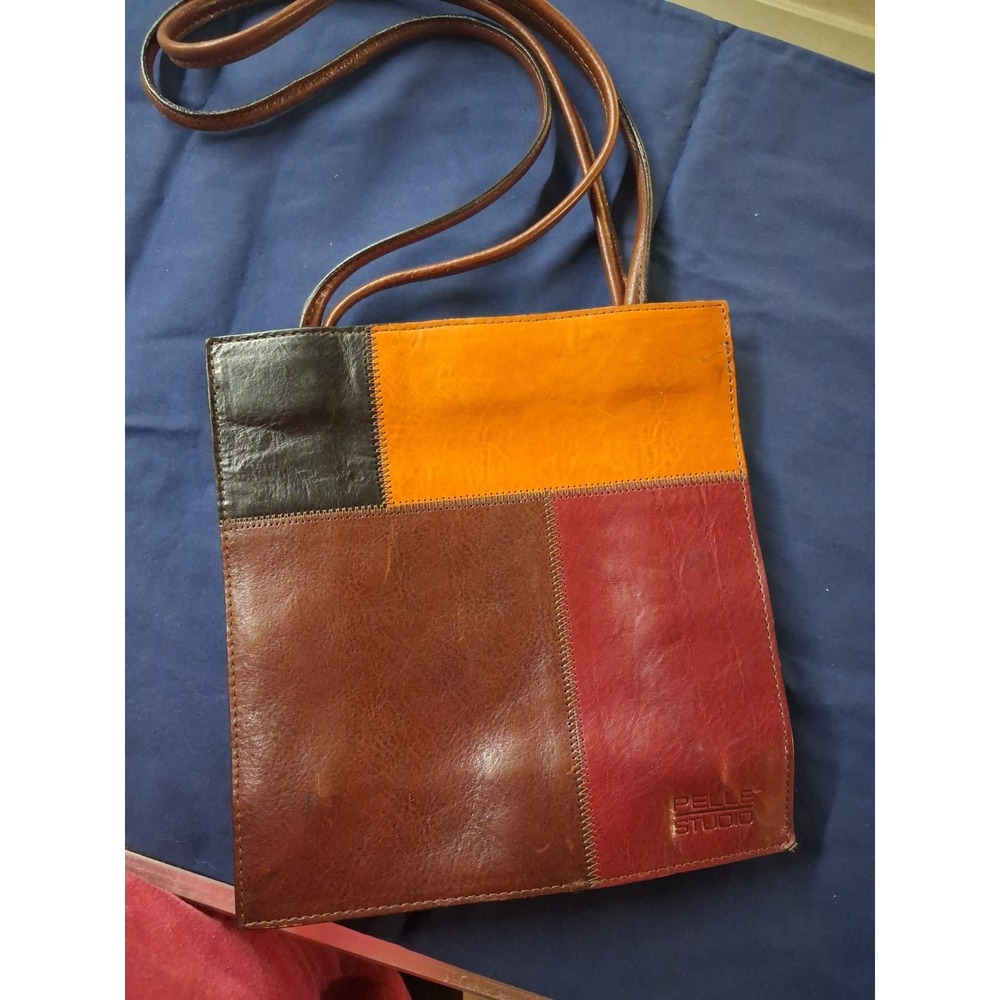 Vintage Wilsons Italian Leather Pelle Studio Patchwork Tote Shoulder Bag